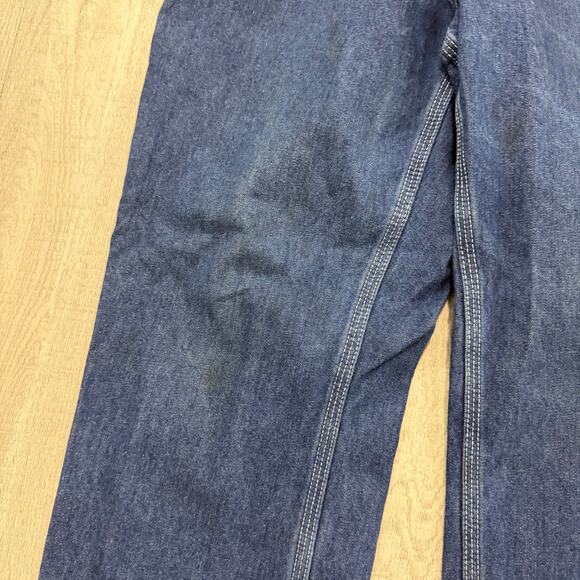 Carhartt Loose Straight Denim Dungaree Jeans Men's 32x30 Blue Dark Wash Workwear - Picture 4 of 11